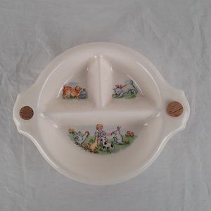 SOLD Antique Child Divided Baby Food Plate Hot Water Warming Dish